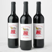 水彩色サンタズ抱き枕クリスマス ワインラベル (ボトル)