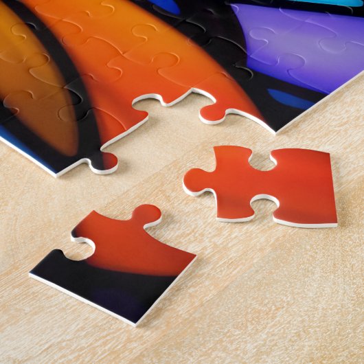 水彩色ステンドグラススタイル抽象芸術幾何学模様 ジグソーパズル (側面)