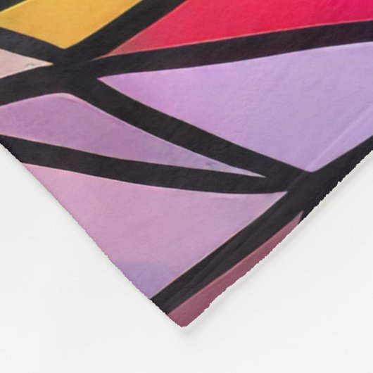 水彩色ステンドグラススタイル抽象芸術幾何学模様 フリースブランケット (角)