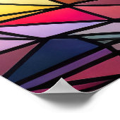 水彩色ステンドグラススタイル抽象芸術幾何学模様 ポスター (角)