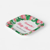 水彩色ストロベリースイートベビーシャワー ペーパープレート (傾斜あり)