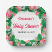 水彩色ストロベリースイートベビーシャワー ペーパープレート (正面)