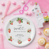 水彩色ストロベリースイートベビーシャワー ペーパープレート (パーティー)