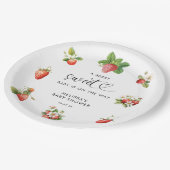 水彩色ストロベリースイートベビーシャワー ペーパープレート (アングル)