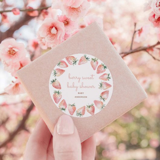 水彩色ストロベリースイートベビーシャワー ラウンドシール