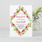 水彩色ストロベリースイートベビーシャワー 招待状 (スタンド正面)