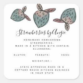 水彩色ストロベリードードルピンクブルービジネス スクエアシール