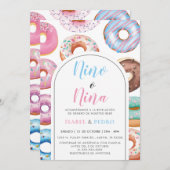 水彩色ドーナツニーニョNinaジェンダースペインのリビール 招待状 (正面/裏面)