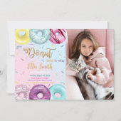 水彩色ドーナツフォト招待状 招待状 (正面)