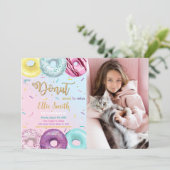 水彩色ドーナツフォト招待状 招待状 (スタンド正面)