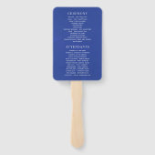 水彩色ネイビーインディゴ葉結婚式 プログラム ハンドファン (裏面)