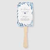 水彩色ネイビーインディゴ葉結婚式 プログラム ハンドファン (正面)