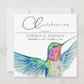 水彩色ハチドリの生命のお祝い 招待状 (正面)