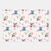 水彩色ハミングバード＆ワイルドフラワー ラッピングペーパーシート (正面3)