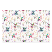 水彩色ハミングバード＆ワイルドフラワー