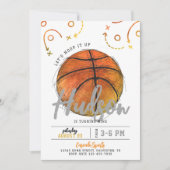 水彩色バスケットボールパーティの招待状 招待状 (正面)
