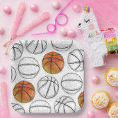 水彩色バスケットボール紙プレート ペーパープレート (パーティー)