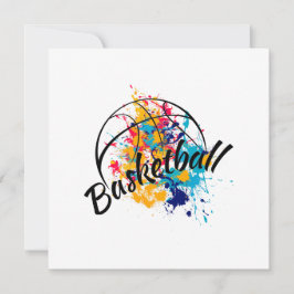 水彩色バスケットボール サンキューカード