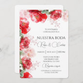 水彩色バラスペインの結婚式招待状 招待状 (正面/裏面)