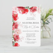 水彩色バラスペインの結婚式招待状 招待状 (スタンド正面)