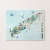 水彩色バンクーバーアイランドマップアート ジグソーパズル (横)