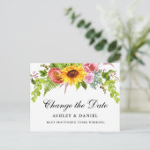 水彩色ヒマワリフローラの日付変更 ポストカード (スタンド正面)