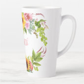 水彩色ヒマワリフローラピンク名（大） カフェラテマグ (右)