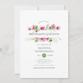 水彩色ピンクポピー花嫁の昼食会 招待状 (正面)