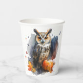 水彩色フクロウのハロウィン 紙コップ (裏面)