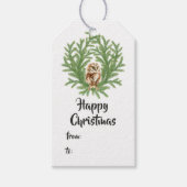 水彩色フクロウクリスマス ギフトタグ (正面)