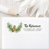 水彩色フクロウクリスマス ラベル (インサイチュ)