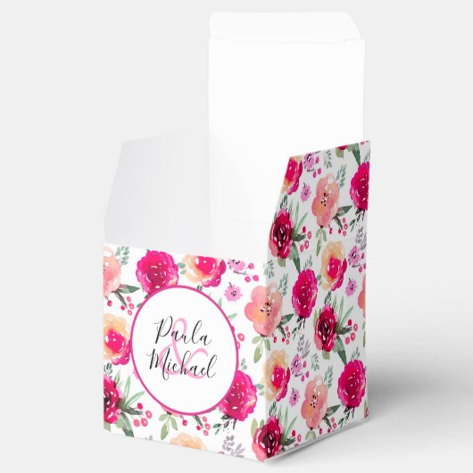 水彩色フローラ結婚ズサンキューフェイスボックス フェイバーボックス (オープン)