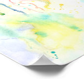 水彩色ブドウつる植物 ポスター (角)