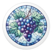 水彩色ブドウのステンドグラスブルーパープルグリーン セラミックノブ (正面)