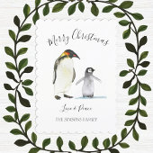 水彩色ペンギンのメリークリスマス明メリーるい シーズンカード