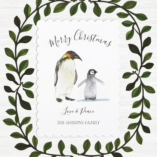水彩色ペンギンのメリークリスマス明メリーるい シーズンカード