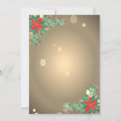 水彩色ポインセチア、コンフェッティカンパニークリスマス 招待状 (裏面)