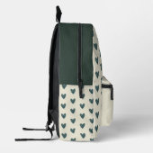水彩色ママフクロウ&オウエットティール(緑がかった色)ハートパターン プリントバックパック (左)