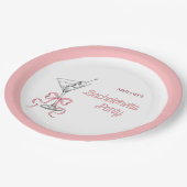 水彩色マルティニピンクボウバチェロレットパーティー ペーパープレート (アングル)