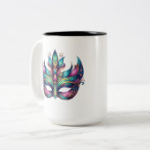 水彩色マルディグラスマスクカーニバル ツートーンマグカップ (正面左)