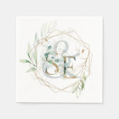 水彩色ユダヤ結婚人モノグラム スタンダードカクテルナプキン (正面)