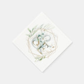 水彩色ユダヤ結婚人モノグラム スタンダードカクテルナプキン (角)