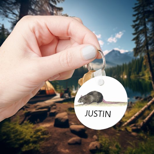 水彩色ラットペットラバーモノグラム キーホルダー