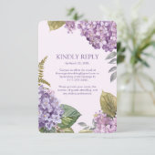 水彩色ラベンダーアジサイ結婚花 出欠カード (スタンド正面)