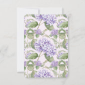 水彩色ラベンダーアジサイ結婚花 出欠カード (裏面)