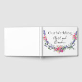 水彩色ラベンダーピンクワイルドバラとユーカリ ゲストブック (全面)