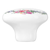 水彩色ラベンダーピンクワイルドバラとユーカリ セラミックノブ (側面)