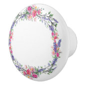 水彩色ラベンダーピンクワイルドバラとユーカリ セラミックノブ (右)