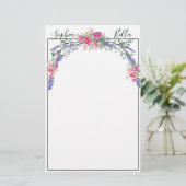 水彩色ラベンダーピンクワイルドバラとユーカリ 便箋 (スタンド正面)