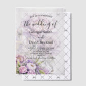 水彩色ラベンダーピーニー結婚ズ ベラム紙招待状 (オフセット (招待状))